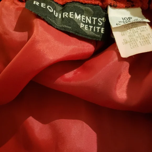 Vtg Requirements Sz 10P Below Knee  Wool Blend Straight Skirt Red Black … - Picture 6 of 7